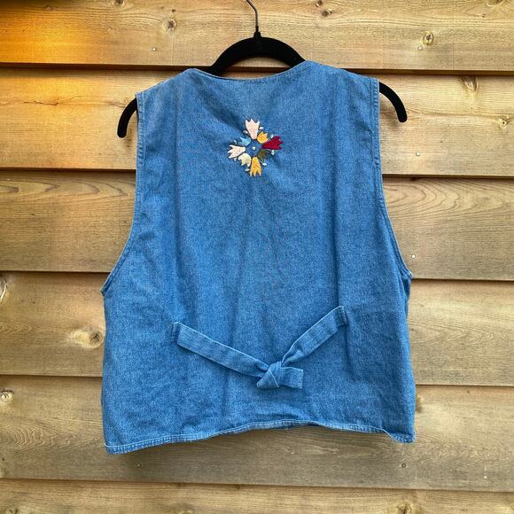 Agapo Embroidered 90's blue jean vest - Picture 4 of 4